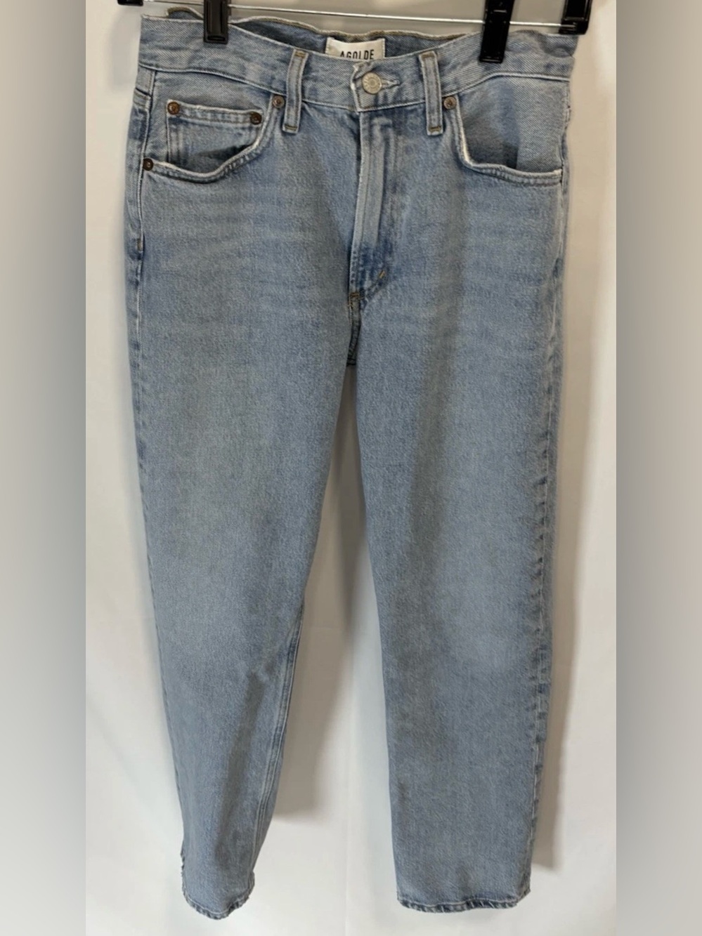 Agolde Women's Mia Mid Rise Organic Cotton Light Wash Straight Denim Jeans Sz 25